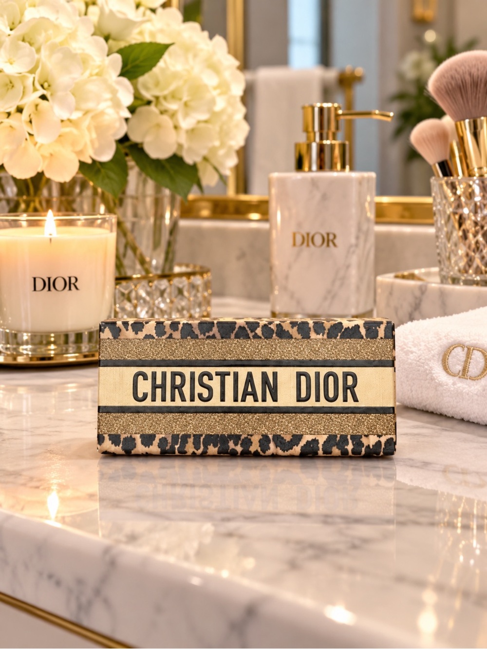 Dior Leopard-Accent Lipstick Case in Gold and Black